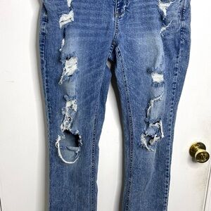 Empyre Men's Distressed Jeans Size 36 Blue Denim Ripped Straight Leg